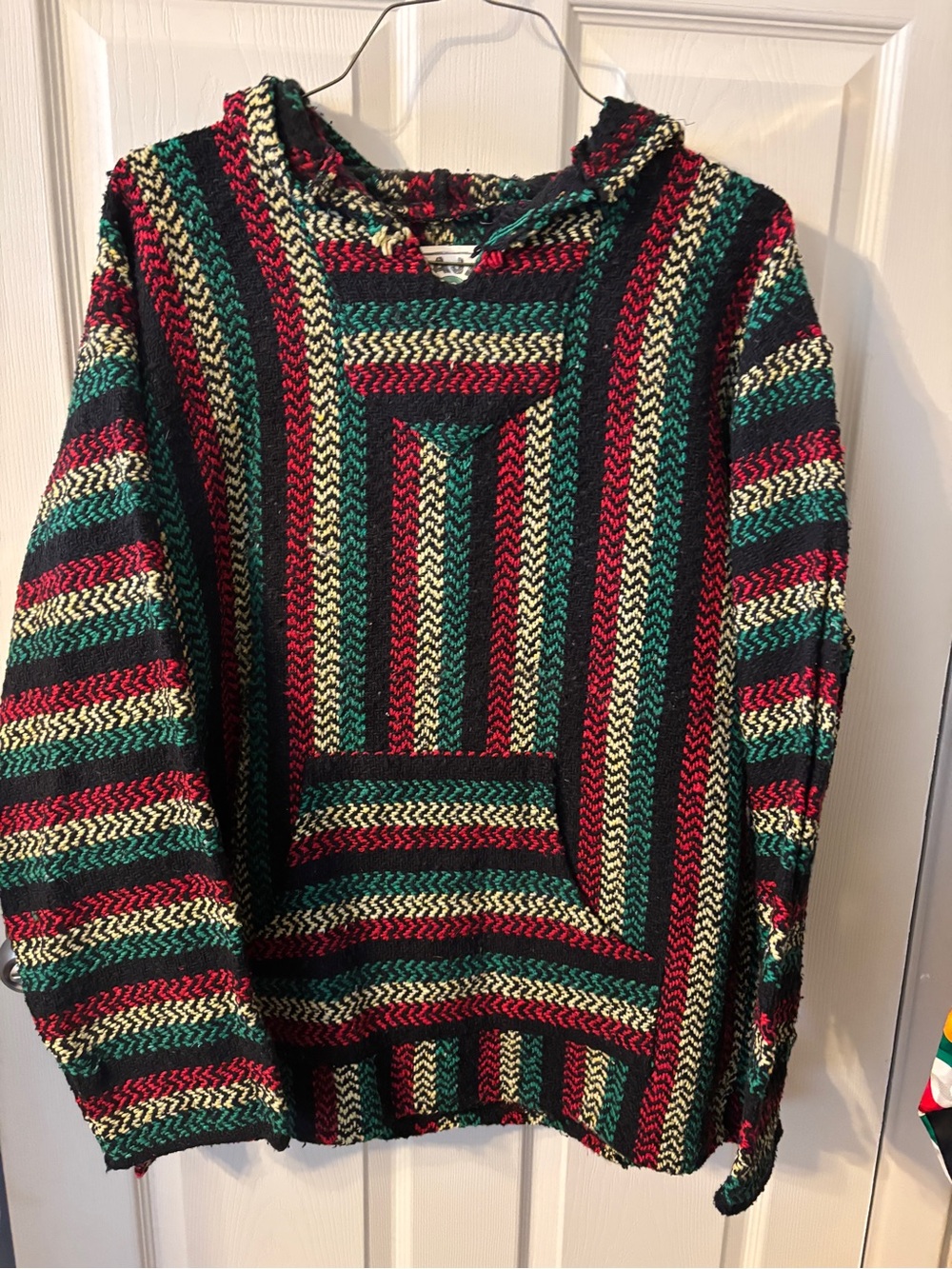 Baja Joe Earth Ragz Hoodie men’s XL Mexican Blanket Drug Rug Pullover